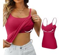 Gyaimxfu Camiseta sin Mangas Mujer Verano con un Sujetador y una Base Cuello en V Tirantes Ajustables Camisetas Camisole Top Sexy Blusa Shirt Casual Cami Tank Tops Básica Color Sólido M Chaleco 1