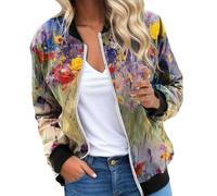 Gyaimxfu Chaqueta 2024 Bomber Ligera Para Mujer Fina Estilo Elegante Estilo Chaqueta De Moto Slim-Fit Outwear Streetwear Delgada Sudadero Suelta Y Ocio Casual V Neck Jacket Para Al Aire Libre