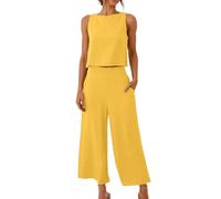 Gyaimxfu Conjunto Chandal Deportivo Mujer Verano Moda Algodón y Lino Suelto Pantalon y Blusa Fresco y Transpirable Vacaciones Ropa Conjunto Mujer Verano Para El Hogar Fiesta Oficina Vestir Playa