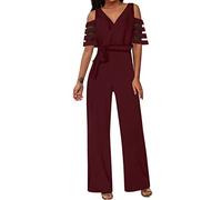 Gyaimxfu Mono Mujer Verano Elegante Largo 2024 Monos de Vestir Verano Talla Grande Peto Sin Mangas Mono Color Sólido Pantalones Anchos de Rectos Playsuit Fiesta de Noche Casuales Jumpsuits