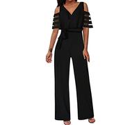 Gyaimxfu Mono Mujer Verano Elegante Largo 2024 Monos de Vestir Verano Talla Grande Peto Sin Mangas Mono Color Sólido Pantalones Anchos de Rectos Playsuit Fiesta de Noche Casuales Jumpsuits