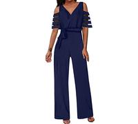Gyaimxfu Mono Mujer Verano Elegante Largo 2024 Monos de Vestir Verano Talla Grande Peto Sin Mangas Mono Color Sólido Pantalones Anchos de Rectos Playsuit Fiesta de Noche Casuales Jumpsuits