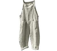 Gyaimxfu Monos Mujer Verano 2024 Rayas Casuales Jumpsuit Una Pieza Camiseta sin Mangas Mamelucos Pantalones Anchos de Rectos Playsuit Ropa de Playa Informal Elegante Peto