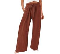 Gyaimxfu Pantalones Mujer Verano Frescos Comodos Talla Grande Lino de Algodón Cintura Alta Suelto Pantalón Largo Diario Pantalones de Trabajo Suave y Cómodo Danza Pilates Yoga Pants