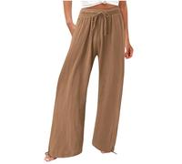 Gyaimxfu Pantalones Mujer Verano Frescos Comodos Talla Grande Lino de Algodón Cintura Alta Suelto Pantalón Largo Diario Pantalones de Trabajo Suave y Cómodo Danza Pilates Yoga Pants