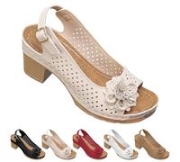 Gyaimxfu Sandalias Cuña Mujer Verano Comodas Sandalias Mujer Tacon Para Pies Delicados Verano Cuña Cómodos Casual Retro Wedge Plataforma Zapatos de Playa Zapatillas-1