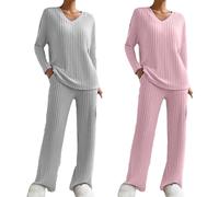Gyaimxfu Suéter De Punto Traje Wide Leg Pantalones Y Sudaderas Conjuntos De Tejido De Invierno Mujer Color Sólido Casual Conjuntos De 2 Piezas Para Jerseys Conjunto Dos Piezas de Tejido Mujer Punto
