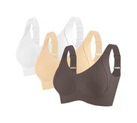 Gyaimxfu Sujetadores sin Costuras Cuello V Push Up Anticaída con Relleno Básico Bandolera Ajustable Comodos Sujetador Deportivo Mujer Suaves Elástico en Transpirable Sujetador sin Aros Sujetadores