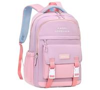 Gyaimxfu Tanou Mochilas Escolares Niña, 20 Litros Mochila Colegio Niña con Happy Good Luck de 8 a 12 Años, Ligera e Impermeable Mochila Kawaii Escolar de Nailon para Niñas