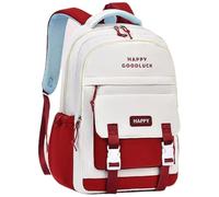 Gyaimxfu Tanou Mochilas Escolares Niña, 20 Litros Mochila Colegio Niña con Happy Good Luck de 8 a 12 Años, Ligera e Impermeable Mochila Kawaii Escolar de Nailon para Niñas
