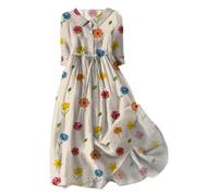 Gyaimxfu Vestidos Largos Verano Mujer 2024 Bohemio Cuello en V Estilo Vintage Maxi Vestidos Estampado de Retro Vestido Camisola Suave y Transpirable Fiesta Vestido de Noche Original