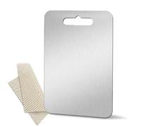 GYBETIN Tabla de cortar de titanio, tablas de cortar de titanio 100 % puro con almohadilla antideslizante, tablas de cortar extragrandes de grado alimenticio (18 x 12 pulgadas) (XL)