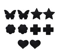 GYCAQAC Cubre Pezones Desechables, 10 Pares, Cubre Pezones Invisible y Delgado, Sexy Tapa Pezones, para Mujer Niña Vestido Boda de Noche Sin Espalda Corte Bajo, Múltiples patrones, Negro
