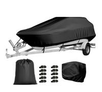 Gycdwjh 600D Funda Protectora de Barco Remolcable, Funda de Lancha de Tejido Oxford de Poliéster con Capó del Motor para Casco en V, Tricasco,Negro,19~21FT:820 * 450cm