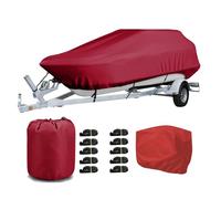 Gycdwjh Funda Impermeable para Barcos, Funda Protectora Exterior for Yates de Tela Oxford 420D for Casco en V con Funda del Motor para Barcos con Casco en V,Rojo,20~22FT:700 * 254cm