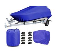 Gycdwjh Funda Impermeable para Barcos, Funda Protectora Exterior for Yates de Tela Oxford 420D for Casco en V con Funda del Motor para Barcos con Casco en V,Azul,20~22FT:710 * 410cm
