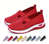 GYCF Zapatos Sin Cordones,Zapatos Ortopédicos para Mujer,Calzado Deportivo,Comodas Ligeras Zapatos Comodos Mujer Apatos Antideslizantes Ligeras,Rojo,39EU