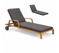 GYCS Cojín para Tumbona, Cojin Tumbona con Tela Impermeable Y Espuma 50D, Colchonetas para Tumbonas con Base Antideslizante, Colchoneta Tumbona para Terraza, Patio Y Jardín,Gris,203x66x5cm