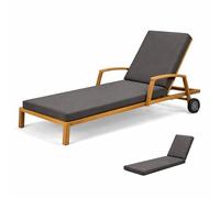 GYCS Cojín para Tumbona, Cojin Tumbona En Poliéster Impermeable con Espuma 50D, Colchonetas para Tumbonas con Cremallera, Colchoneta Tumbona para Jardín, Terraza Y Piscina,Gris,193x56x5cm