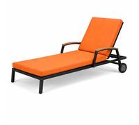 GYCS Cojín para Tumbona De Poliéster Impermeable, Funda Extraíble con Cremallera, Espuma 50D De Alta Densidad, Base Antideslizante, 6 Cintas Y Reposabrazos para Jardín Y Terraza,Naranja,178x59x6cm