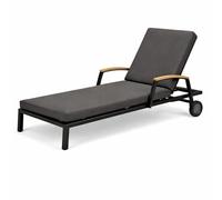 GYCS Cojín para Tumbona Impermeable 50D, cojín Tumbona de Exterior, colchonetas para tumbonas con Base Antideslizante, colchoneta Tumbona con 6 Lazos y Funda con Cremallera,Gris,193x56x8cm