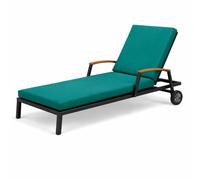 GYCS Cojín para Tumbona Impermeable 50D, cojín Tumbona de Exterior, colchonetas para tumbonas con Base Antideslizante, colchoneta Tumbona con 6 Lazos y Funda con Cremallera,Dark Green,193x56x5cm