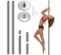 Gydcbhy Barra de baile portátil plateada con altura ajustable de 2,2 a 2,9 m, ideal para ejercicios de fitness estáticos y giratorios, sin necesidad de taladrar, ideal para estudios en casa, gimnasios