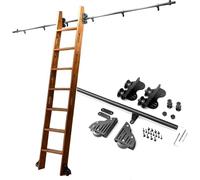 GYDFDHR Kit de herrajes para Escalera corrediza de Biblioteca Negra de 16 pies - Sistema de rodamiento Suave con Ruedas de Piso y riel de extensión estanterías, estanterías