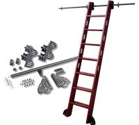 GYDFDHR Kit de herrajes para Escalera corrediza retráctil de Biblioteca con riel de extensión, riel de Escalera móvil de Tubo Redondo, para estantería, desván y hogar, Kit de riel de 100 c