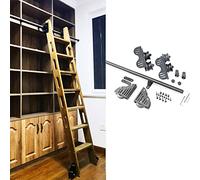 GYDFDHR Kit de herrajes para Escalera retráctil con Ruedas para Puerta corrediza de Granero - Riel móvil con riel de extensión y Ruedas de Piso - Ideal para lofts y bibliotecas (Escalera n