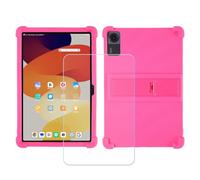 GYDQQKJ Funda para Blackview Link 8 (12.7") + Protector de Pantalla Protectora Vidrio Cristal Film Templado, Rojo Rosa Suave TPU Silicona Cover Carcasa Caso Case para - Rojo Rosa