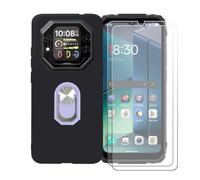 GYDQQKJ Funda para Blackview Rock 1 (6.56") + [2X Protector de Pantalla Protectora Vidrio Cristal Film Templado], Negro Suave TPU Silicona Cover Carcasa Caso Case (Morado Anillo Soporte)