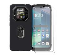GYDQQKJ Funda para Blackview Rock 1 (6.56") + [2X Protector de Pantalla Protectora Vidrio Cristal Film Templado], Negro Suave TPU Silicona Cover Carcasa Caso Case (Negro Anillo Soporte)