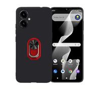 GYDQQKJ Funda para Cricket Icon 2026 (6.60"), Carcasa Shell Negro Flexible Ultra Soft Slim Suave TPU Silicona Cover Gel Tapa Caso Case para Cricket Icon 2026 (Rojo Anillo Soporte)