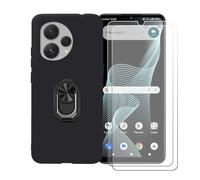 GYDQQKJ Funda para Cricket Icon 7 5G (6.90") + [2X Protector de Pantalla Protectora Vidrio Cristal Film Templado], Negro Suave TPU Silicona Cover Carcasa Caso Case (Negro Anillo Soporte)