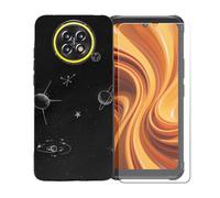 GYDQQKJ Funda para Cubot King Kong Ace 5 + Protector de Pantalla Protectora Vidrio Cristal Film Templado, Negro Suave TPU Silicona Cover Carcasa Caso Case para (6.75") - BST14