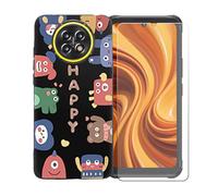 GYDQQKJ Funda para Cubot King Kong Ace 5 + Protector de Pantalla Protectora Vidrio Cristal Film Templado, Negro Suave TPU Silicona Cover Carcasa Caso Case para (6.75") - LLM45