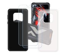 GYDQQKJ Funda para Cubot King Kong ES3 + 2 Piezas Vidrio Protector de Pantalla Cristal Templado Film, 2-Pack Translúcido + Negro Suave TPU Silicona Cover Carcasa Caso Case para (6.75")