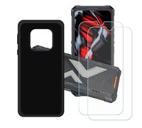 GYDQQKJ Funda para Cubot King Kong ES3 + 2 Piezas Vidrio Protector de Pantalla Cristal Templado Film, Negro Suave TPU Silicona Cover Carcasa Caso Case para (6.75")