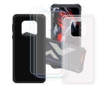 GYDQQKJ Funda para Cubot King Kong ES3 + 3 Piezas Vidrio Protector de Pantalla Cristal Templado Film, 2-Pack Translúcido + Negro Suave TPU Silicona Cover Carcasa Caso Case para (6.75")