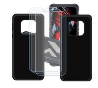 GYDQQKJ Funda para Cubot King Kong ES3 + 3 Piezas Vidrio Protector de Pantalla Cristal Templado Film, 2-Pack Negro Suave TPU Silicona Cover Carcasa Caso Case para (6.75")
