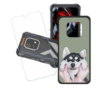 GYDQQKJ Funda para Cubot King Kong ES3 + Protector de Pantalla Protectora Vidrio Cristal Film Templado, Negro Suave TPU Silicona Cover Carcasa Caso Case para (6.75") - LH12