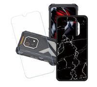 GYDQQKJ Funda para Cubot King Kong ES3 + Protector de Pantalla Protectora Vidrio Cristal Film Templado, Negro Suave TPU Silicona Cover Carcasa Caso Case para (6.75") - LH13