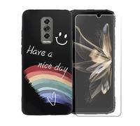 GYDQQKJ Funda para Doogee Blade 10 Pro Energy + Protector de Pantalla Protectora Vidrio Cristal Film Templado, Negro Suave TPU Silicona Cover Carcasa Caso Case para (6.56") - LLM44