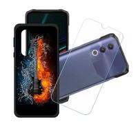 GYDQQKJ Funda para Doogee Blade 20 Turbo + Protector de Pantalla Protectora Vidrio Cristal Film Templado, Negro Suave TPU Silicona Cover Carcasa Caso Case para (6.60") - LH99