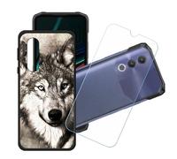 GYDQQKJ Funda para Doogee Blade 20 Turbo + Protector de Pantalla Protectora Vidrio Cristal Film Templado, Negro Suave TPU Silicona Cover Carcasa Caso Case para (6.60") - LH8