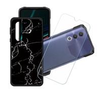 GYDQQKJ Funda para Doogee Blade 20 Turbo + Protector de Pantalla Protectora Vidrio Cristal Film Templado, Negro Suave TPU Silicona Cover Carcasa Caso Case para (6.60") - LH13