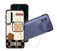 GYDQQKJ Funda para Doogee Blade 20 Turbo + Protector de Pantalla Protectora Vidrio Cristal Film Templado, Negro Suave TPU Silicona Cover Carcasa Caso Case para (6.60") - LH76