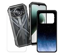 GYDQQKJ Funda para Doogee S Cyber Pro + Protector de Pantalla Protectora Vidrio Cristal Film Templado, Negro Suave TPU Silicona Cover Carcasa Caso Case para (6.58") - LH46