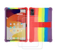 GYDQQKJ Funda para Doogee Tab A9 (10.1") [2 Piezas] Protector de Pantalla Protectora Vidrio Cristal Film Templado, Siete Colores Suave TPU Silicona Cover Carcasa Caso Case - Siete Colores